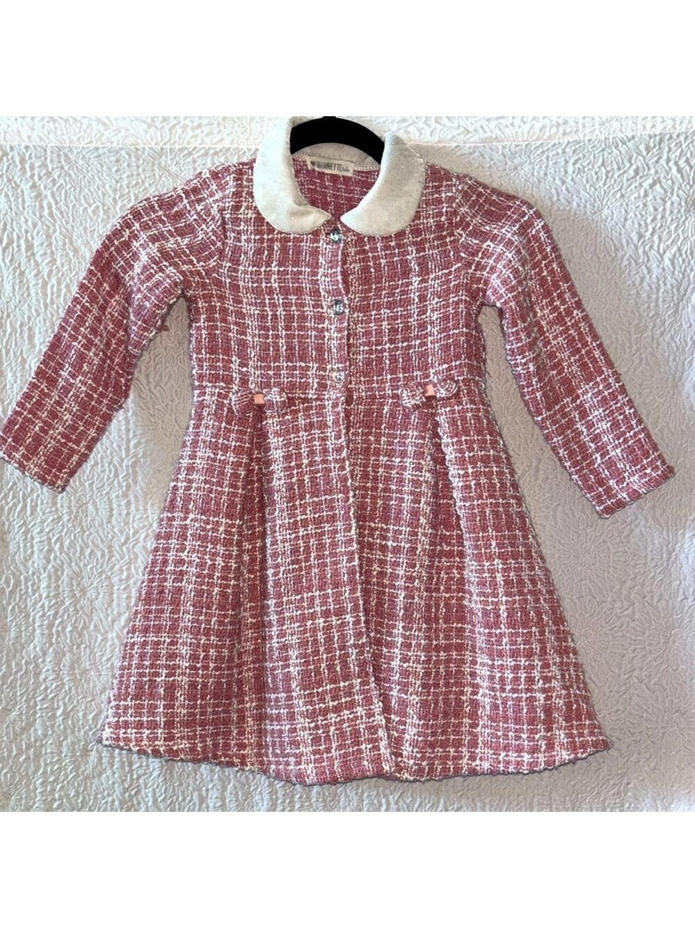 Nannette Kids Tweed Long Sleeve Coat